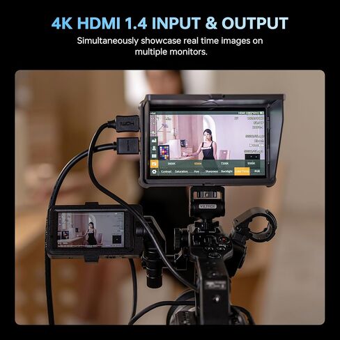 VILTROX DC-X3 Camera Monitor with Rig Cage, 6 Inch IPS Touchscreen Camera Field Monitor Kit 4K HDMI 3G-SDI in/Out 2000 nits with Sunshade Hood, 3D Lut, Waveform, Histogram & Vectorscope Tools in Kuwait