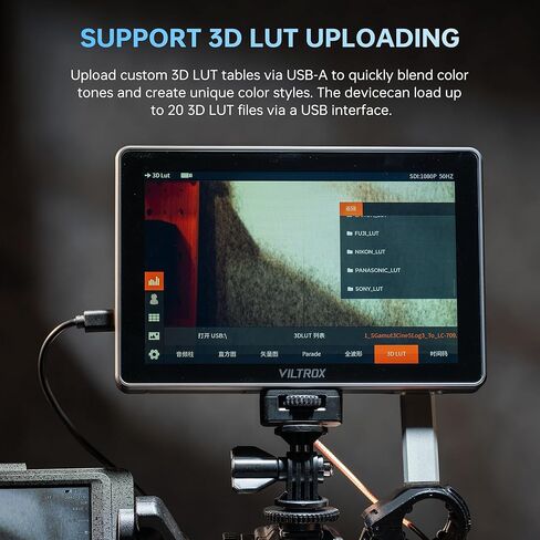 VILTROX DC-X3 Camera Monitor with Rig Cage, 6 Inch IPS Touchscreen Camera Field Monitor Kit 4K HDMI 3G-SDI in/Out 2000 nits with Sunshade Hood, 3D Lut, Waveform, Histogram & Vectorscope Tools in Kuwait