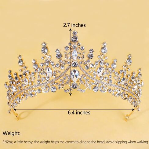 TOBATOBA Crown for Women Crystal Queen Crown Princess Tiara, coronas para 15 años corona para pastel, Wedding Tiara for Bride Bridal Hair Accessories Birthday Prom Pageant Party Halloween in Saudi Arabia