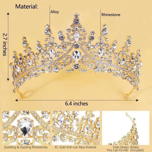 TOBATOBA Crown for Women Crystal Queen Crown Princess Tiara, coronas para 15 años corona para pastel, Wedding Tiara for Bride Bridal Hair Accessories Birthday Prom Pageant Party Halloween in Saudi Arabia