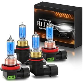 مصابيح الهالوجين الأمامية من جراند شيروكي تناسب سيارات جيب جراند شيروكي هالوجين 2011-2016، مجموعة شعاع منخفض للغاية، مصابيح بيضاء فائقة السطوع 5000 كلفن، 12 فولت - 100 وات، عبوة من 4 قطع in Kuwait