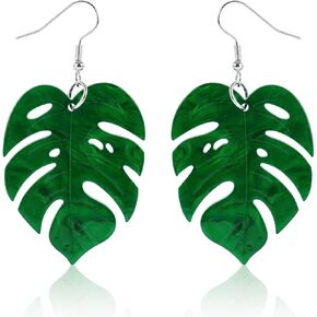 Monstera Earrings, 2.56x1.38in Acrylic Palm Leaf Plant Earrings for Women Monstera Leaf Drop Dangle Women Tropical Jewelry Ideal Birthday(Green) in Saudi Arabia