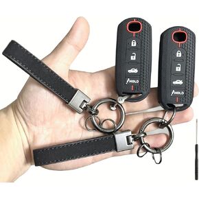 Silicone Rubber Key Fob Cover Compatible with Mazda 3 6 CX-5 CX-7 CX-9 MX-5 Miata Toyota Yaris iA Scion Ia 2009-2019 (4 buttons, Black/Black) in Kuwait