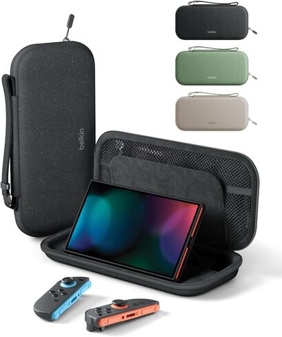 Belkin Nintendo Switch 2 Case Travel Bag w/AirTag Holder & Game Card Storage Pocket - Portable Lightweight Protective Carrying Case w/Hard Shell & Soft Interior, Gaming Travel Essentials - Sand in Saudi Arabia