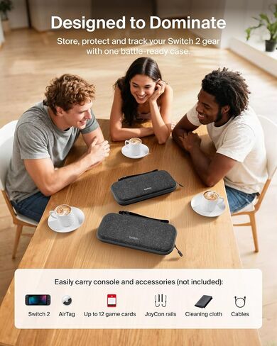 Belkin Nintendo Switch 2 Case Travel Bag w/AirTag Holder & Game Card Storage Pocket - Portable Lightweight Protective Carrying Case w/Hard Shell & Soft Interior, Gaming Travel Essentials - Sand in Saudi Arabia