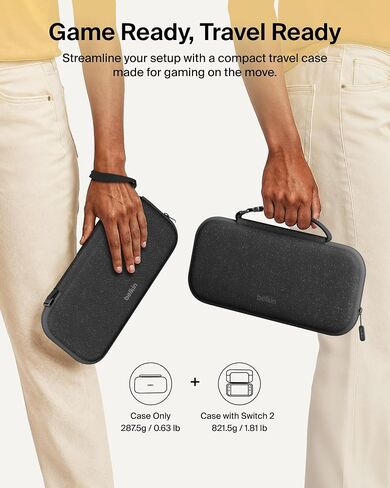 Belkin Nintendo Switch 2 Case Travel Bag w/AirTag Holder & Game Card Storage Pocket - Portable Lightweight Protective Carrying Case w/Hard Shell & Soft Interior, Gaming Travel Essentials - Sand in Saudi Arabia