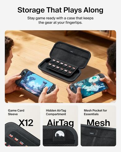 Belkin Nintendo Switch 2 Case Travel Bag w/AirTag Holder & Game Card Storage Pocket - Portable Lightweight Protective Carrying Case w/Hard Shell & Soft Interior, Gaming Travel Essentials - Sand in Saudi Arabia