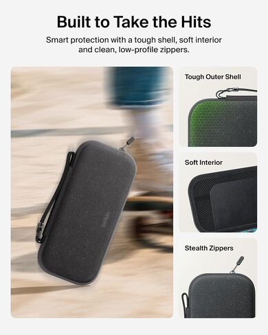 Belkin Nintendo Switch 2 Case Travel Bag w/AirTag Holder & Game Card Storage Pocket - Portable Lightweight Protective Carrying Case w/Hard Shell & Soft Interior, Gaming Travel Essentials - Sand in Saudi Arabia