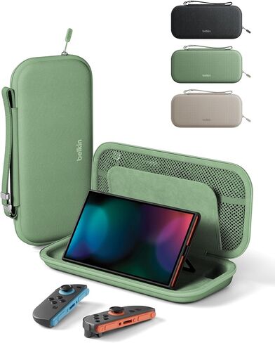 Belkin Nintendo Switch 2 Case Travel Bag w/AirTag Holder & Game Card Storage Pocket - Portable Lightweight Protective Carrying Case w/Hard Shell & Soft Interior, Gaming Travel Essentials - Sand in Saudi Arabia