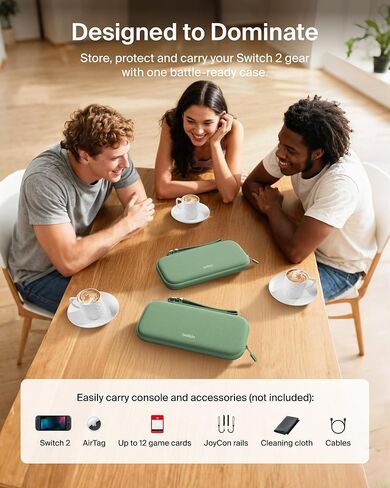 Belkin Nintendo Switch 2 Case Travel Bag w/AirTag Holder & Game Card Storage Pocket - Portable Lightweight Protective Carrying Case w/Hard Shell & Soft Interior, Gaming Travel Essentials - Sand in Saudi Arabia