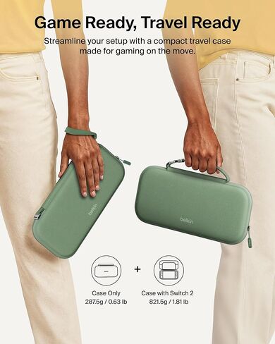 Belkin Nintendo Switch 2 Case Travel Bag w/AirTag Holder & Game Card Storage Pocket - Portable Lightweight Protective Carrying Case w/Hard Shell & Soft Interior, Gaming Travel Essentials - Sand in Saudi Arabia