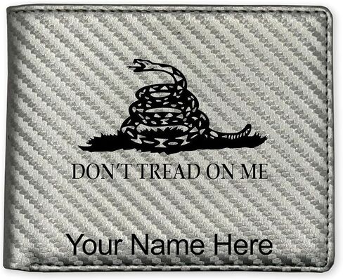 LaserGram Faux Leather Bi-Fold Wallet, Gadsden Flag, Personalized Engraving Included (Beige) in Saudi Arabia