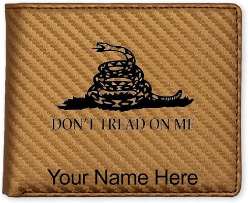 LaserGram Faux Leather Bi-Fold Wallet, Gadsden Flag, Personalized Engraving Included (Beige) in Saudi Arabia