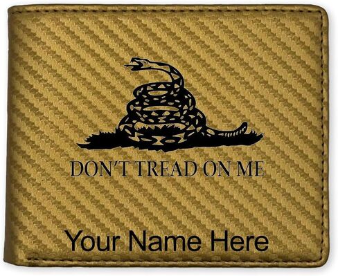 LaserGram Faux Leather Bi-Fold Wallet, Gadsden Flag, Personalized Engraving Included (Beige) in Saudi Arabia