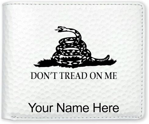 LaserGram Faux Leather Bi-Fold Wallet, Gadsden Flag, Personalized Engraving Included (Beige) in Saudi Arabia