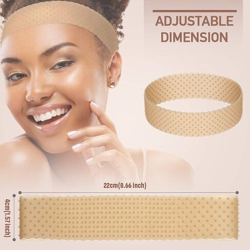 WILLBOND 2 Pieces Silicone Wig Grip Band Adjustable Silicone Wig Headband Non Slip Strong Holder for Men Women Sports Yoga(Light Brown) in Kuwait