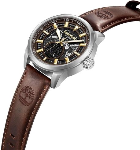 Timberland Henniker Automatic Watch - 44 ملم علبة ، قرص عظمي ، يدي مضيئة ، حزام جلدي مميز in Saudi Arabia