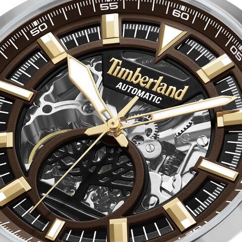 Timberland Henniker Automatic Watch - 44 ملم علبة ، قرص عظمي ، يدي مضيئة ، حزام جلدي مميز in Saudi Arabia