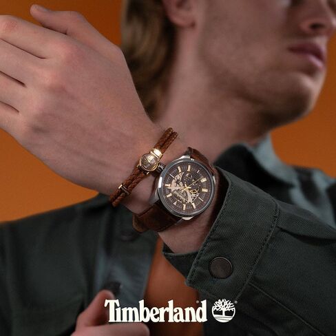 Timberland Henniker Automatic Watch - 44 ملم علبة ، قرص عظمي ، يدي مضيئة ، حزام جلدي مميز in Saudi Arabia