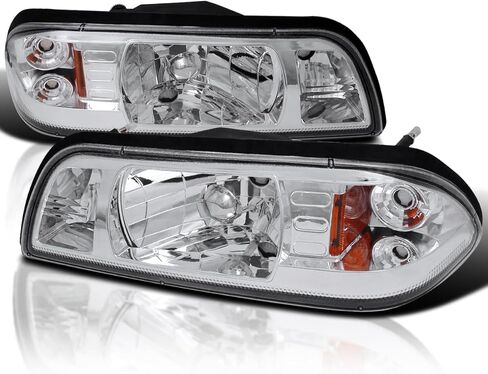 مواصفات Tuning Black Housing Lens 1PC المصابيح الأمامية + أضواء الزاوية متوافقة مع 1987-1993 Ford Mustang L + R مجموعة مصباح مصباح الرأس in Kuwait