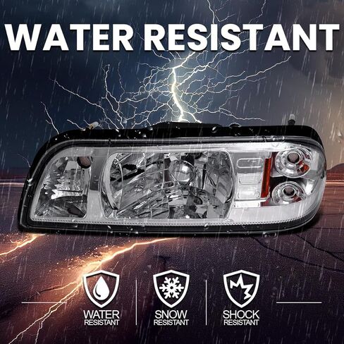 مواصفات Tuning Black Housing Lens 1PC المصابيح الأمامية + أضواء الزاوية متوافقة مع 1987-1993 Ford Mustang L + R مجموعة مصباح مصباح الرأس in Kuwait