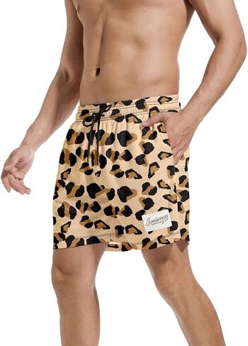 Men's Graphic Mesh Shorts Cool Retro Basketball Running Athletic Shorts Drawstring Waist Casual Track Shorts in Kuwait