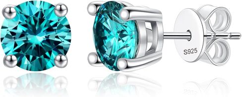 أقراط مسمار مويسانيت ، 1-2 أقراط ماس ماس 18 كيلو بايت مطلي بالذهب الأبيض/S925 دخول الفضة الاسترليني للرجال ، مجوهرات مختبرية النمو للنساء (الأخضر ، 6.5 ملم) in Kuwait