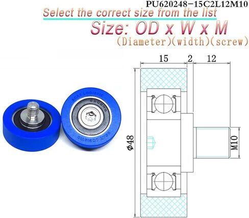 1pcs 45mm قطرها بو البروتين الخارجي محمل الأسطوانة PU600145-14C3L12M10 45x14xm10 بكرة مغلفة بولي يوريثان مع M10 المسمار (45x14xm10) in Saudi Arabia
