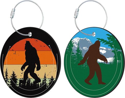 علامات الأمتعة اللطيفة الرائعة 2 حزمة SASQUATCH علامات الأمتعة الإبداعية ، حقائب أمتعة السفر الرحلية مع علامة معرف حلقة الفولاذ المقاوم للصدأ رفرف الخصوصية in Kuwait
