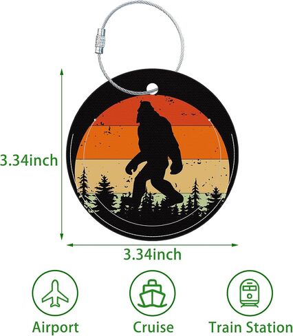 علامات الأمتعة اللطيفة الرائعة 2 حزمة SASQUATCH علامات الأمتعة الإبداعية ، حقائب أمتعة السفر الرحلية مع علامة معرف حلقة الفولاذ المقاوم للصدأ رفرف الخصوصية in Kuwait