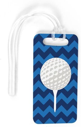 ChalkTalkSPORTS Golf Luggage & Bag Tag | Golf Ball and Tee | Custom Info on Back | Large | Blue in Saudi Arabia