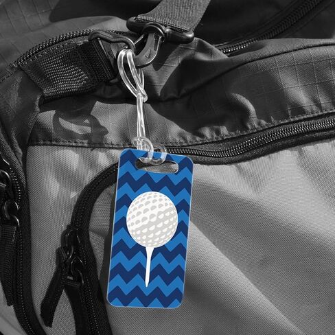 ChalkTalkSPORTS Golf Luggage & Bag Tag | Golf Ball and Tee | Custom Info on Back | Large | Blue in Saudi Arabia