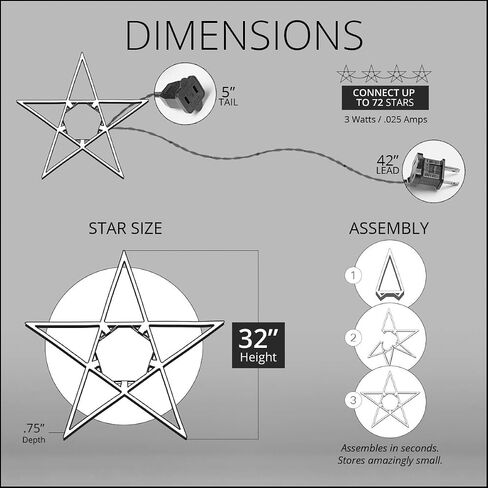 32" Lighted Christmas Star Outdoor Star Light, Warm White LED in Saudi Arabia