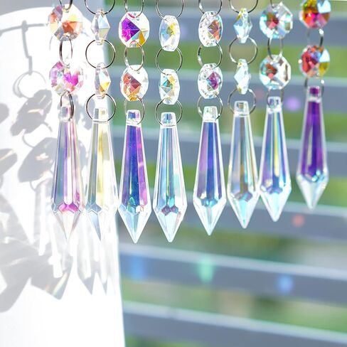 H&D HYALINE & DORA 20pcs 55mm Suncatcher Aurora Chandelier Icicle Crystal Prisms Pendant, Octagon Beads Decor Sun Catchers in Saudi Arabia