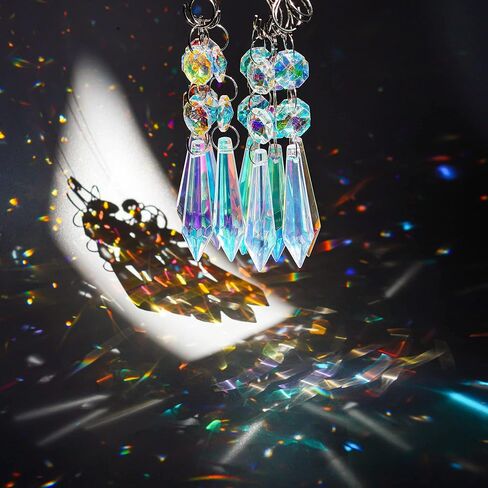 H&D HYALINE & DORA 20pcs 55mm Suncatcher Aurora Chandelier Icicle Crystal Prisms Pendant, Octagon Beads Decor Sun Catchers in Saudi Arabia