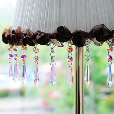 H&D HYALINE & DORA 20pcs 55mm Suncatcher Aurora Chandelier Icicle Crystal Prisms Pendant, Octagon Beads Decor Sun Catchers in Saudi Arabia