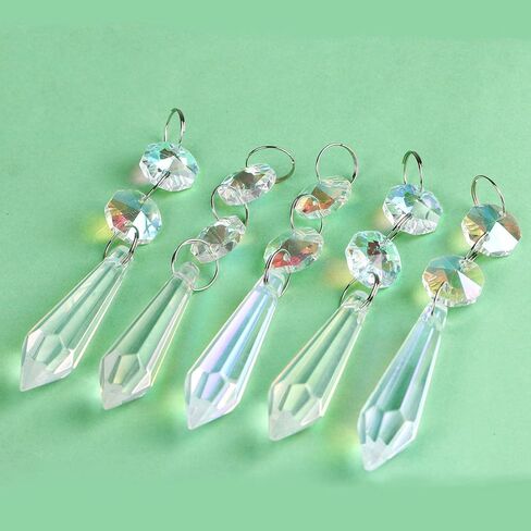 H&D HYALINE & DORA 20pcs 55mm Suncatcher Aurora Chandelier Icicle Crystal Prisms Pendant, Octagon Beads Decor Sun Catchers in Saudi Arabia