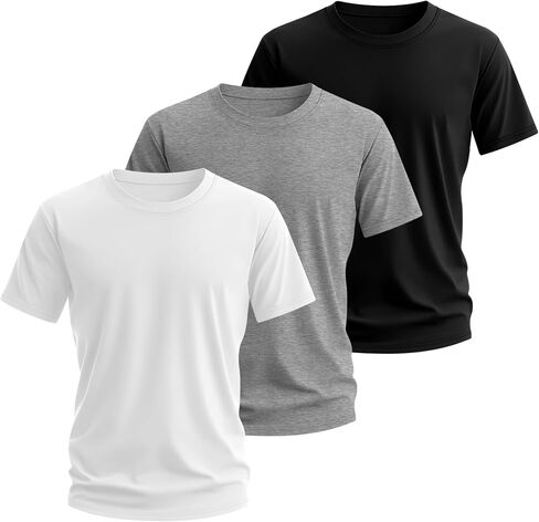 Neer 3 Pack Men's Round Neck T Shirts 95% Cotton M-7xl Big Tall Regular Tees Soft Short Sleeve 2025 Summer Basic Tops in Saudi Arabia