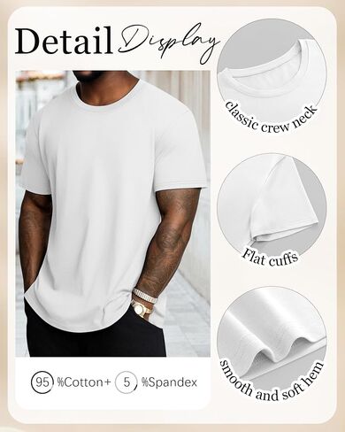 Neer 3 Pack Men's Round Neck T Shirts 95% Cotton M-7xl Big Tall Regular Tees Soft Short Sleeve 2025 Summer Basic Tops in Saudi Arabia