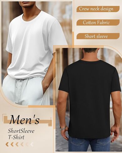 Neer 3 Pack Men's Round Neck T Shirts 95% Cotton M-7xl Big Tall Regular Tees Soft Short Sleeve 2025 Summer Basic Tops in Saudi Arabia