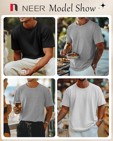 Neer 3 Pack Men's Round Neck T Shirts 95% Cotton M-7xl Big Tall Regular Tees Soft Short Sleeve 2025 Summer Basic Tops in Saudi Arabia
