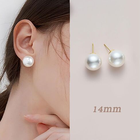 Big Pearl Earrings for Women - Oversized Classic Faux Large Earring Studs, Hypoallergenic for Ears in Saudi Arabia