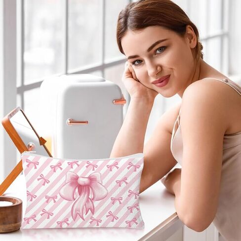 30pcs Blue Bow Makeup Bag Coquette Bow Cosmetic Bags for Women Preppy Pouch Travel Toiletry Bag Coquette Party Favors for Mother Bridesmaids Wedding Supplies in Kuwait