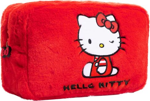 Hello Kitty Cute Makeup Bag Fluffy Kawaii Travel Bag, Zipped Cosmetic Bag Toiletry Bag for Women Teens Girls, Gift for Her in Saudi Arabia