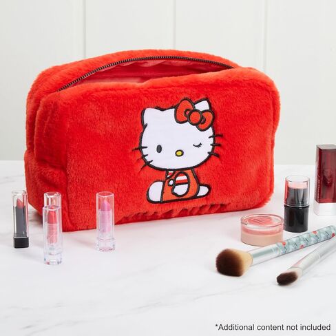 Hello Kitty Cute Makeup Bag Fluffy Kawaii Travel Bag, Zipped Cosmetic Bag Toiletry Bag for Women Teens Girls, Gift for Her in Saudi Arabia