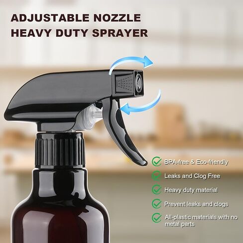 Spray Bottles 16.9oz Plastic Spray Bottle for Hair Mist/Stream Heavy Duty Empty Spray Bottles for Cleaning Solutions, Plants (16.9oz-Clear) in Kuwait