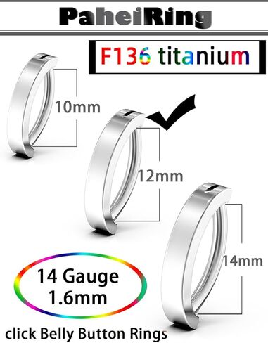 14G Titanium Clicker Belly Button Ring for Women 10mm 12mm 14mm Belly Rings Hoop Belly Button Rings Simple Reverse Navel Rings Body Belly Piercing Jewelry Hinged Rings for Belly Button in Kuwait