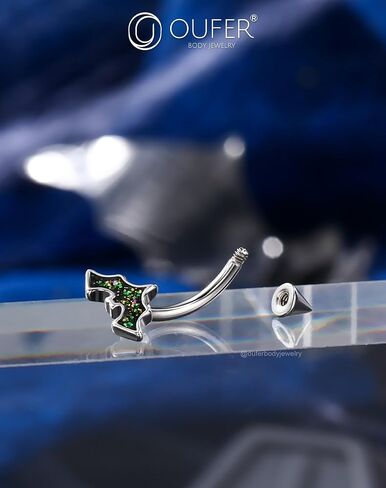 OUFER Bat Halloween Rook Piercing Jewelry, 316L Surgical Steel Eyebrow Piercing Jewelry, Multicolor Glitter Rook Earrings for Women, Hypoallergenic Eyebrow Rings, 16G 8mm Curved Barbell in Saudi Arabia