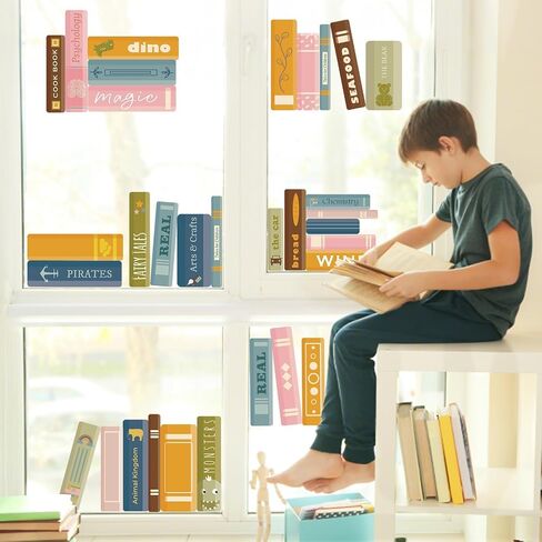 Boho Book Window Clings Decorations Back to School Book Print Inspirational Window Stickers Motivational Bookshelf Glass Decals for First Day of School Reading Classroom Library Home Wall Decor in Saudi Arabia