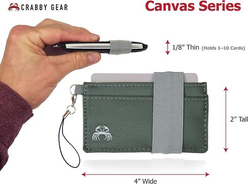 Crabby Wallet - محفظة رقيقة من الجيب الأمامي - سلسلة Canvas - حامل بطاقة الائتمان - محافظ سفر صغيرة - محافظ مضغوطة للرجال والنساء - يحمل البطاقات ، والهاتف ، والمفاتيح (MONA) in Kuwait